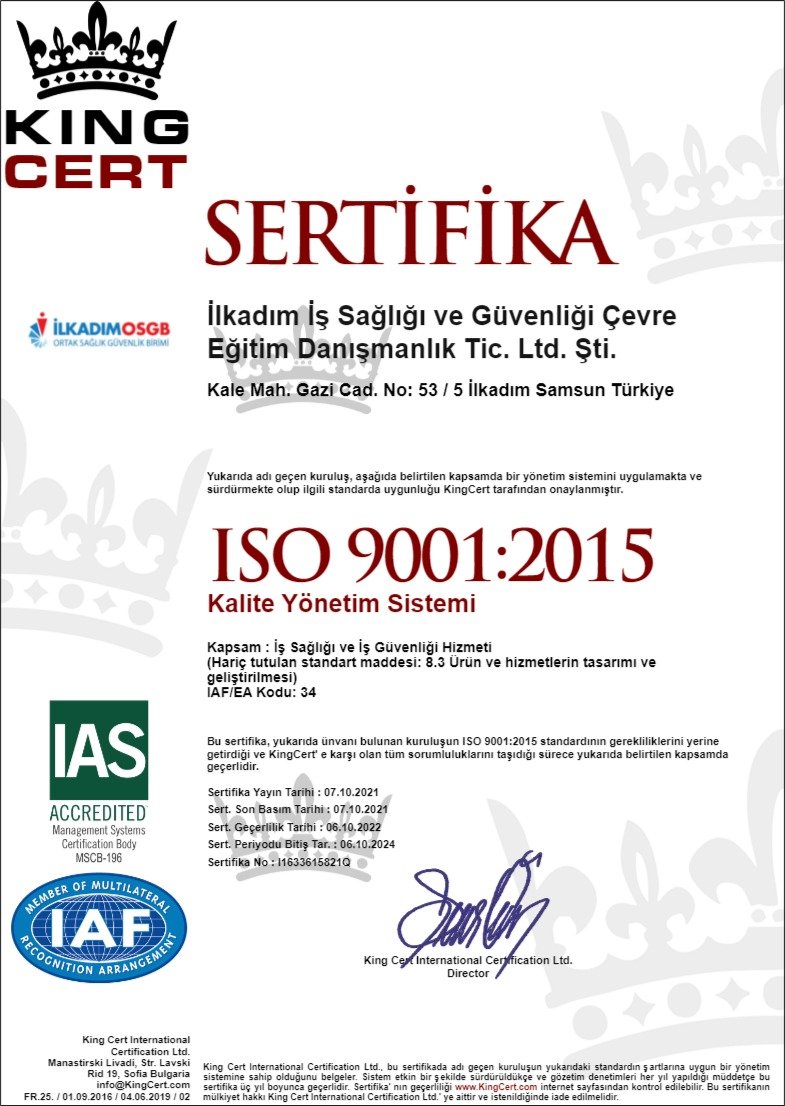 ISO 9001 Kalite Yönetim Sistemi 